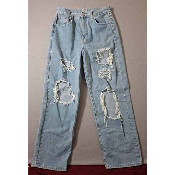 BDG Urban Outfitters High-Rise Baggy Jeans 31x32 Light Wash Denim Hip Hop Dance - Picture 1 of 11